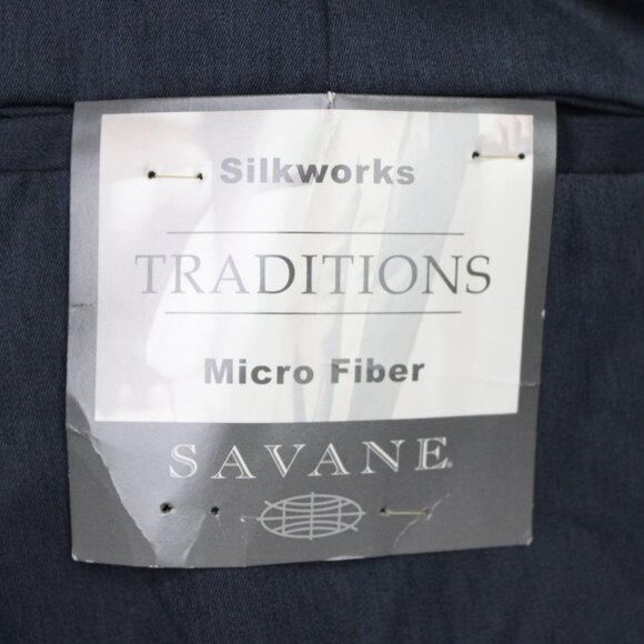 Savane Pants NWT Men 42x30 Blue Silkworks Traditions Micro Fiber Pleated Cuffed - Picture 8 of 15